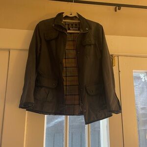 Small navy blue Barbour waxed jacket